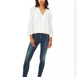 NWOT Sam And Jess ( J22-11 ) Surplice Puff - Sleeves Top Color Ivory Size P
